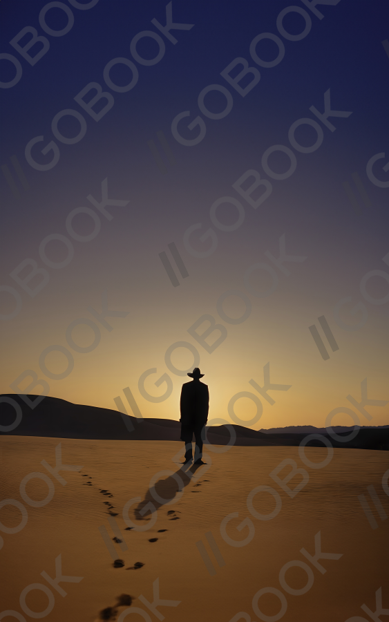 沙漠日落旅人