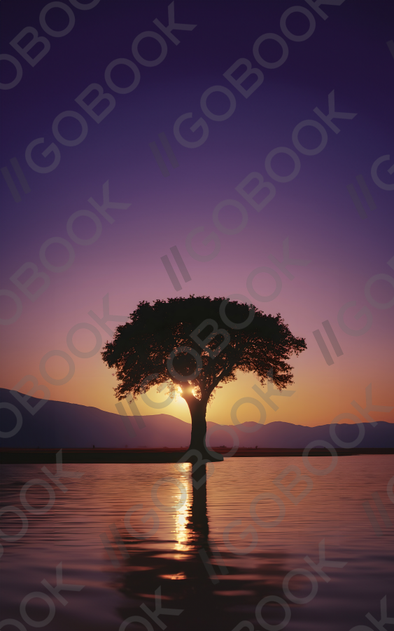 孤獨的夕陽倒影