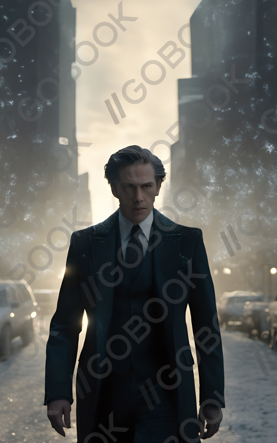 冬季黑色電影風格散步